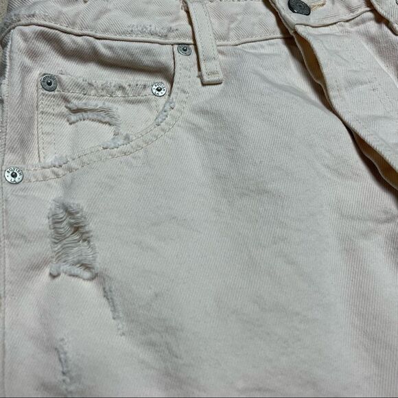 Boyish by Her Corey Distressed Denim Skirt in  Rosemary’s Baby Cream Color 26 - Picture 4 of 9